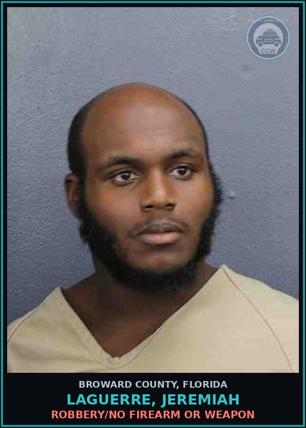 Booking mugshot of LAGUERRE, JEREMIAH in Broward County