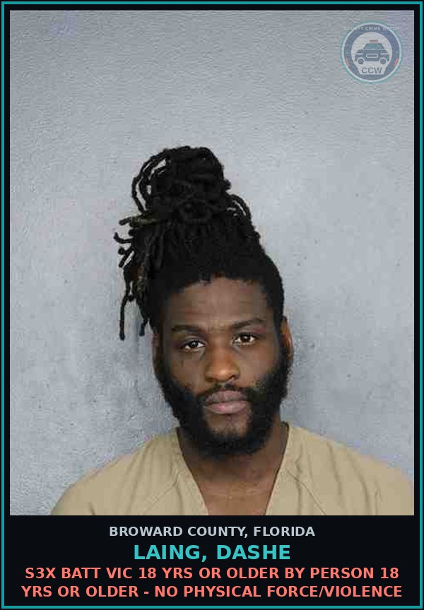 Booking mugshot of LAING, DASHE in Broward County