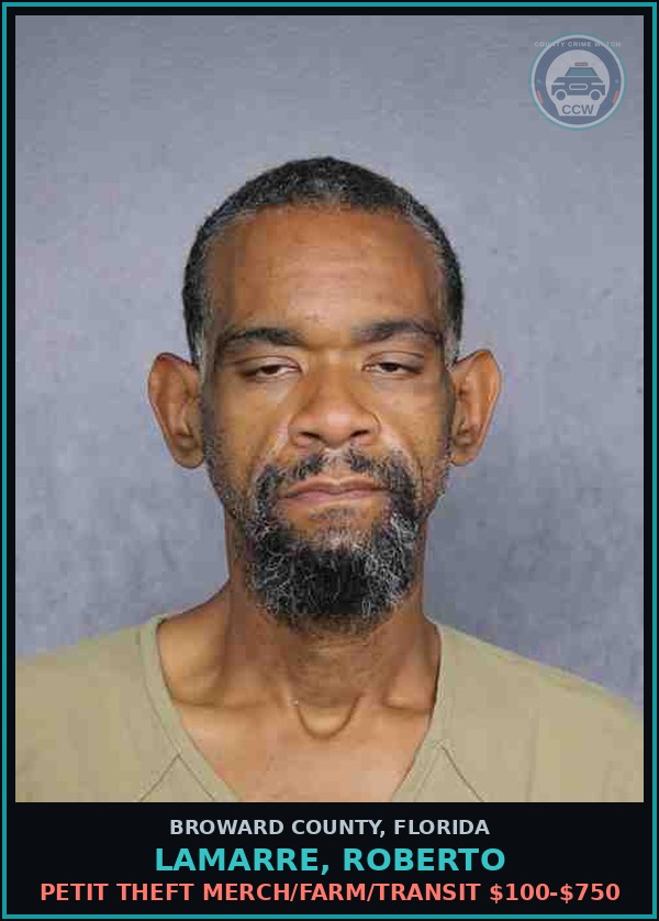 Booking mugshot of LAMARRE, ROBERTO in Broward County