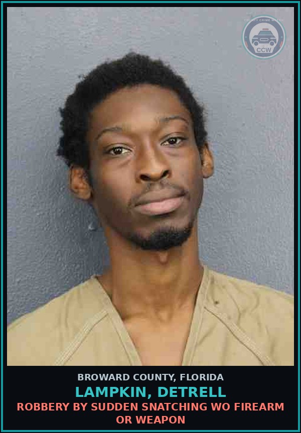 Booking mugshot of LAMPKIN, DETRELL in Broward County