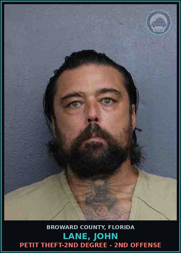 Booking mugshot of LANE, JOHN in Broward County