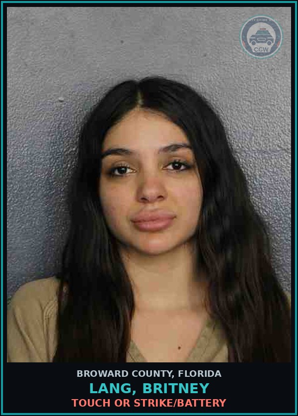 Booking mugshot of LANG, BRITNEY in Broward County