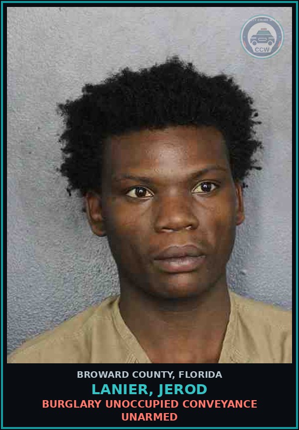 Booking mugshot of LANIER, JEROD in Broward County