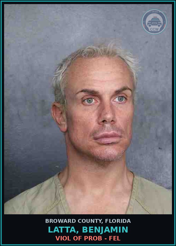 Booking mugshot of LATTA, BENJAMIN in Broward County