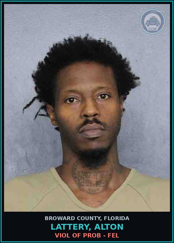 Booking mugshot of LATTERY, ALTON in Broward County