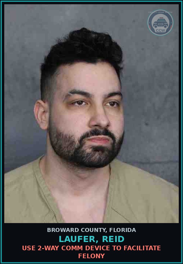 Booking mugshot of LAUFER, REID in Broward County