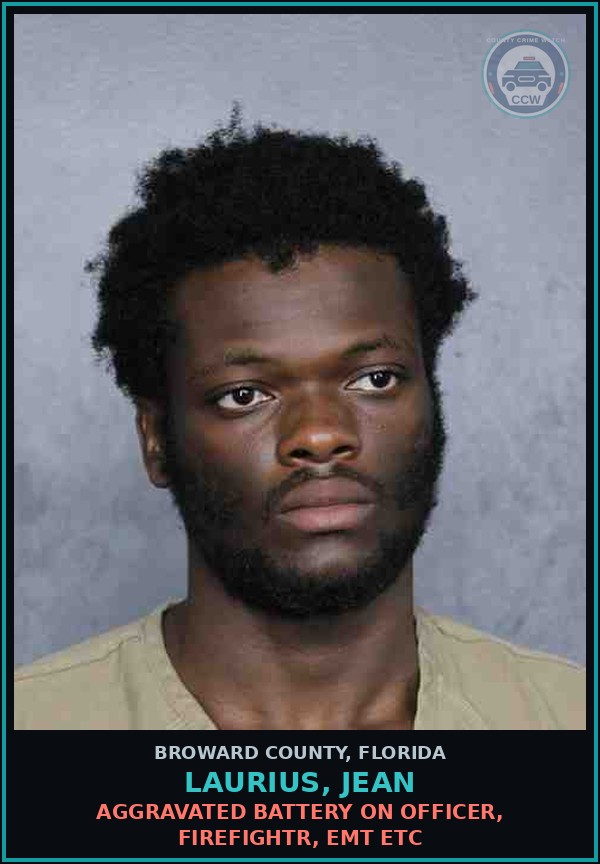 Booking mugshot of LAURIUS, JEAN in Broward County