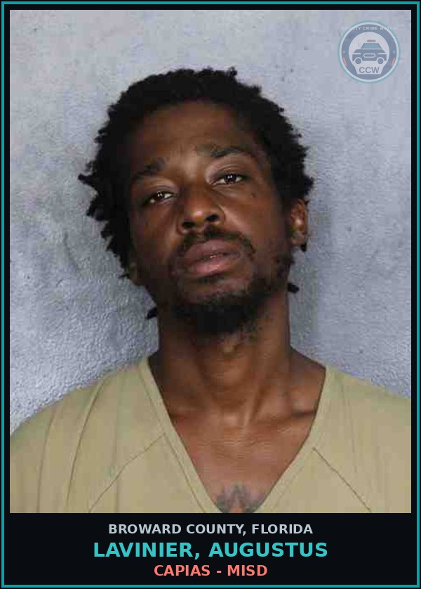 Booking mugshot of LAVINIER, AUGUSTUS in Broward County
