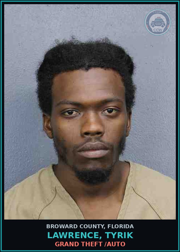 Booking mugshot of LAWRENCE, TYRIK in Broward County