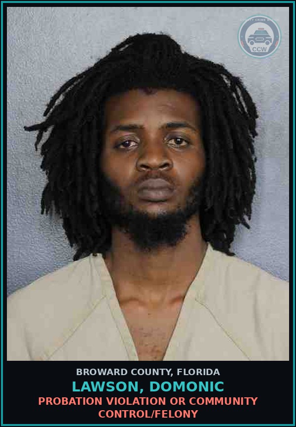 Booking mugshot of LAWSON, DOMONIC in Broward County