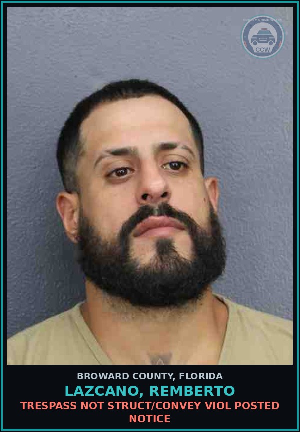 Booking mugshot of LAZCANO, REMBERTO in Broward County