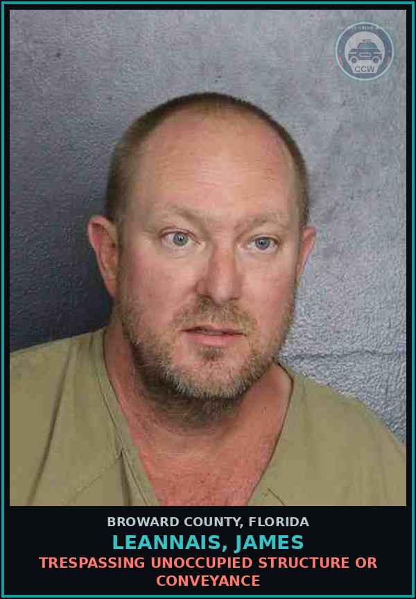 Booking mugshot of LEANNAIS, JAMES in Broward County