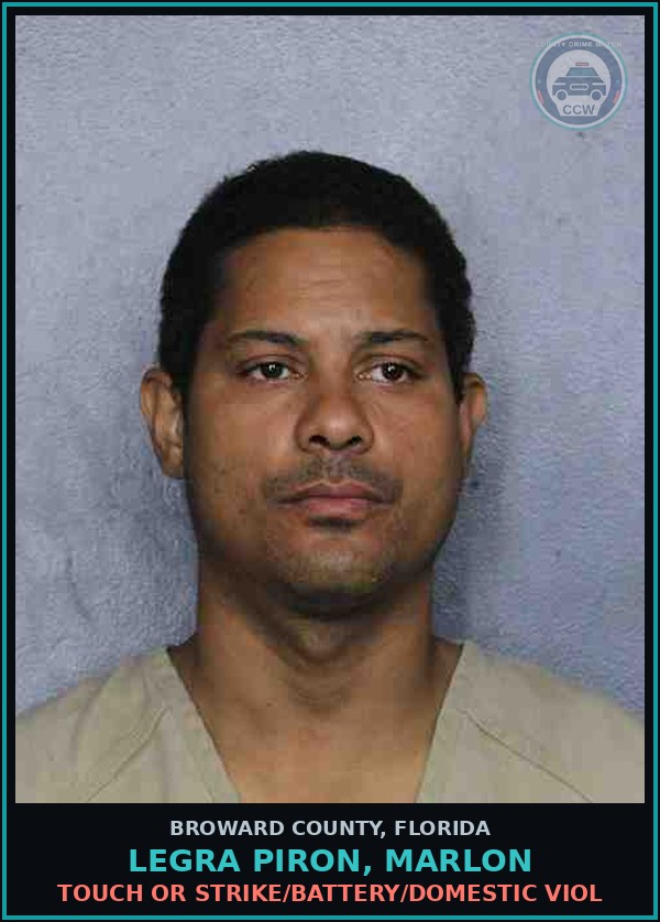 Booking mugshot of LEGRA PIRON, MARLON in Broward County