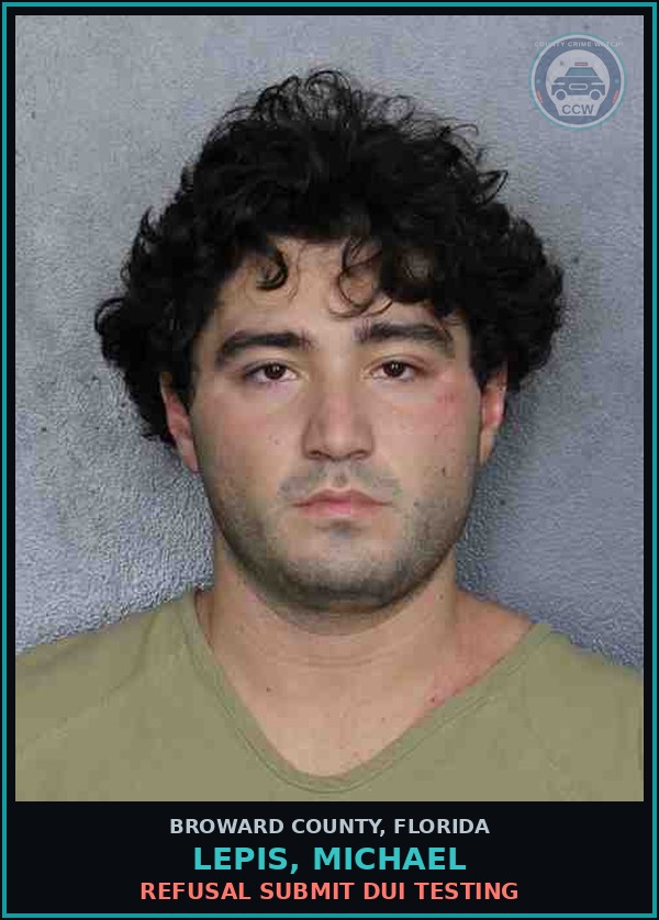 Booking mugshot of LEPIS, MICHAEL in Broward County