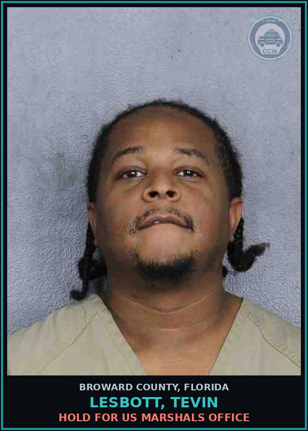Booking mugshot of LESBOTT, TEVIN in Broward County