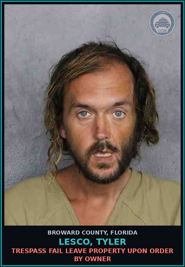 Booking mugshot of LESCO, TYLER in Broward County