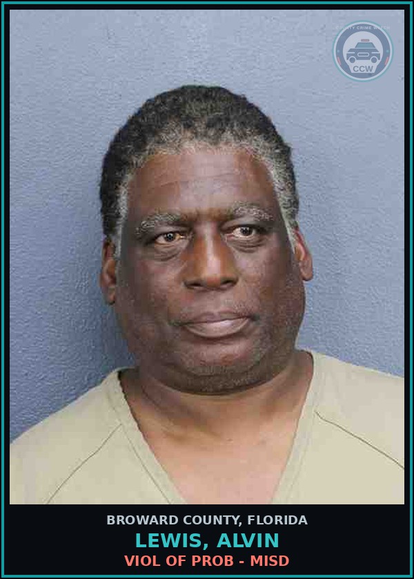 Booking mugshot of LEWIS, ALVIN in Broward County