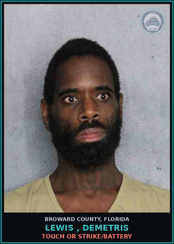Booking mugshot of LEWIS , DEMETRIS in Broward County