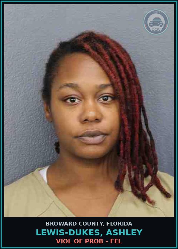 Booking mugshot of LEWIS-DUKES, ASHLEY in Broward County