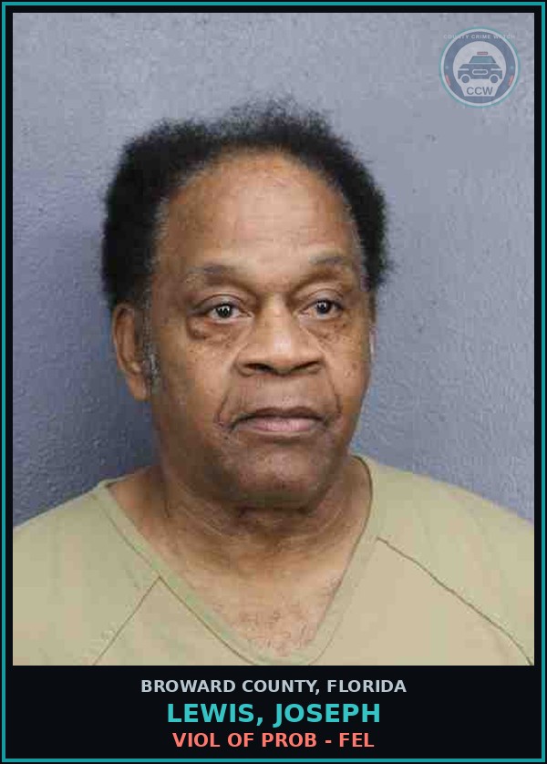 Booking mugshot of LEWIS, JOSEPH in Broward County