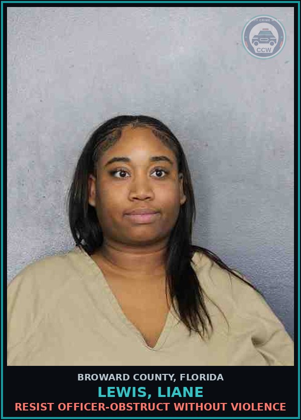 Booking mugshot of LEWIS, LIANE in Broward County