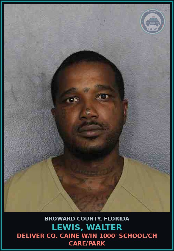 Booking mugshot of LEWIS, WALTER in Broward County