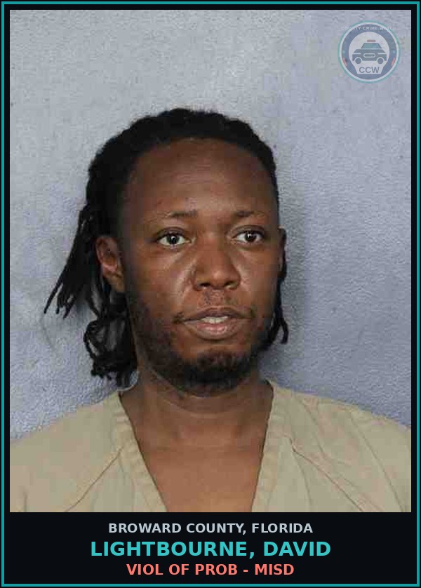 Booking mugshot of LIGHTBOURNE, DAVID in Broward County