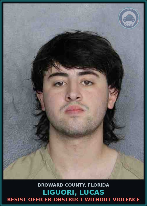 Booking mugshot of LIGUORI, LUCAS in Broward County