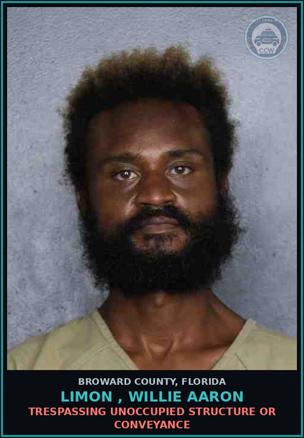Booking mugshot of LIMON , WILLIE AARON in Broward County