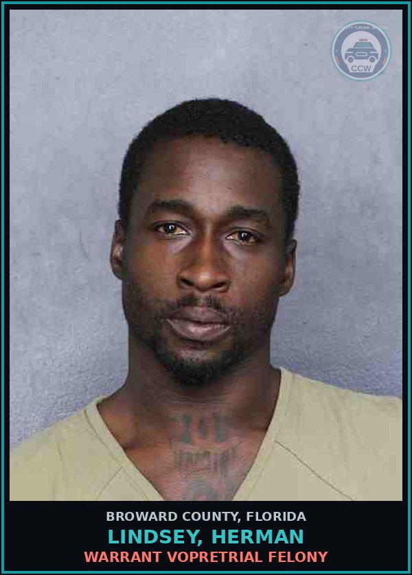 Booking mugshot of LINDSEY, HERMAN in Broward County