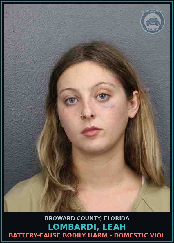Booking mugshot of LOMBARDI, LEAH in Broward County