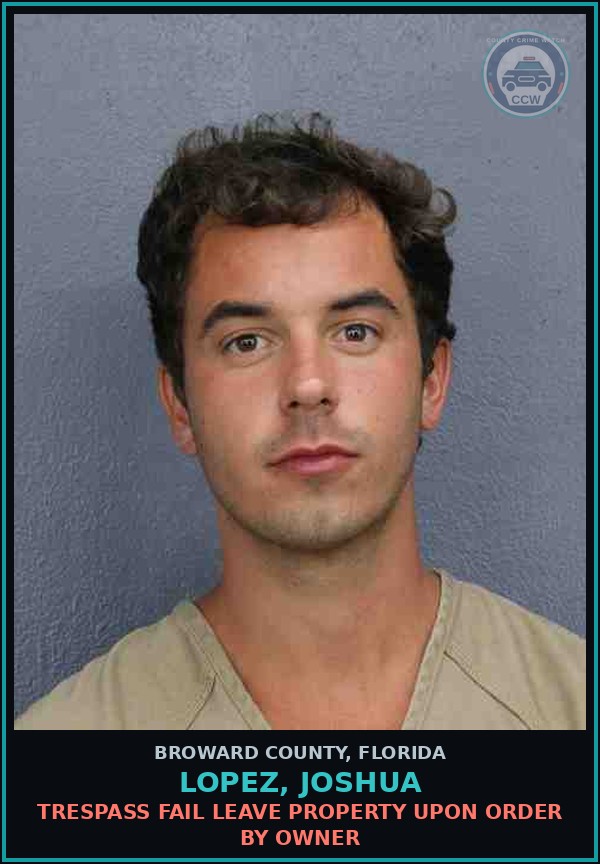 Booking mugshot of LOPEZ, JOSHUA in Broward County