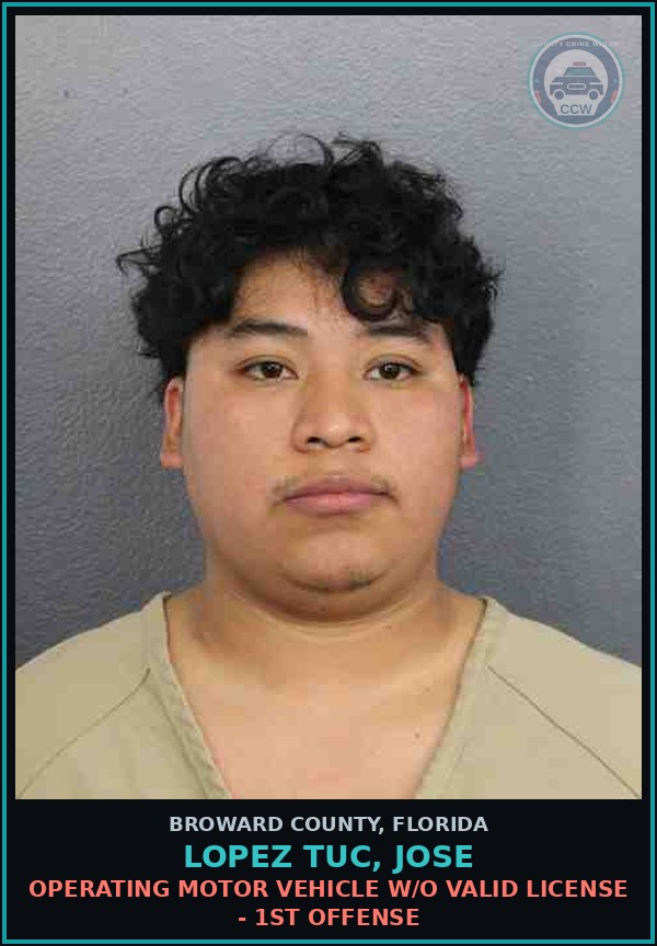 Booking mugshot of LOPEZ TUC, JOSE in Broward County
