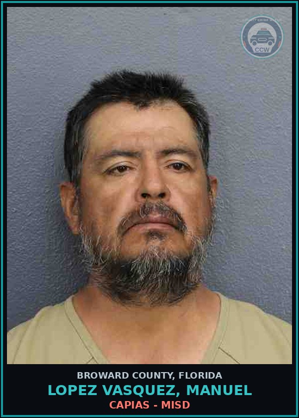 Booking mugshot of LOPEZ VASQUEZ, MANUEL in Broward County