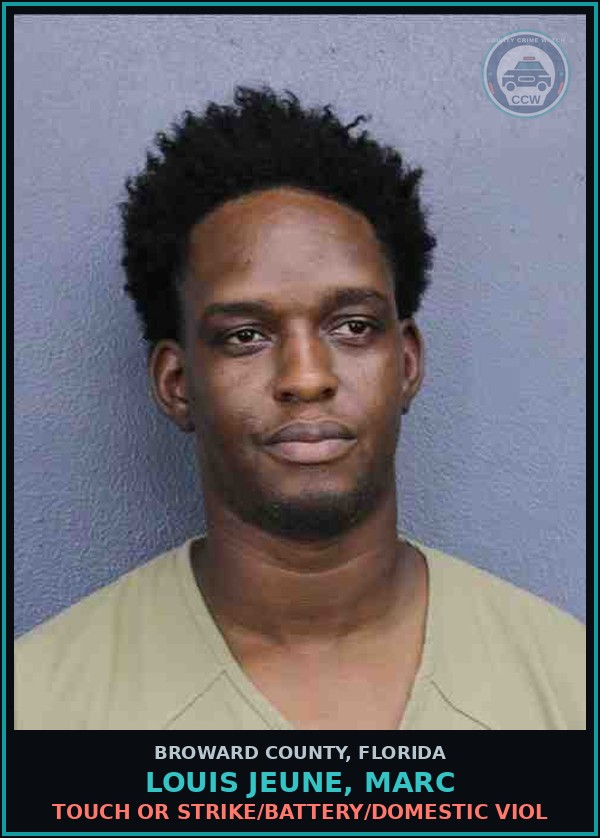 Booking mugshot of LOUIS JEUNE, MARC in Broward County