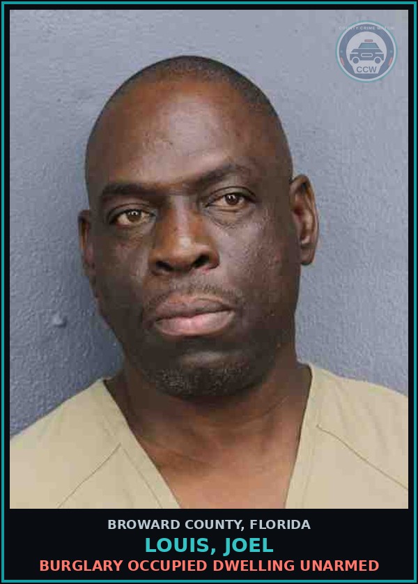 Booking mugshot of LOUIS, JOEL in Broward County