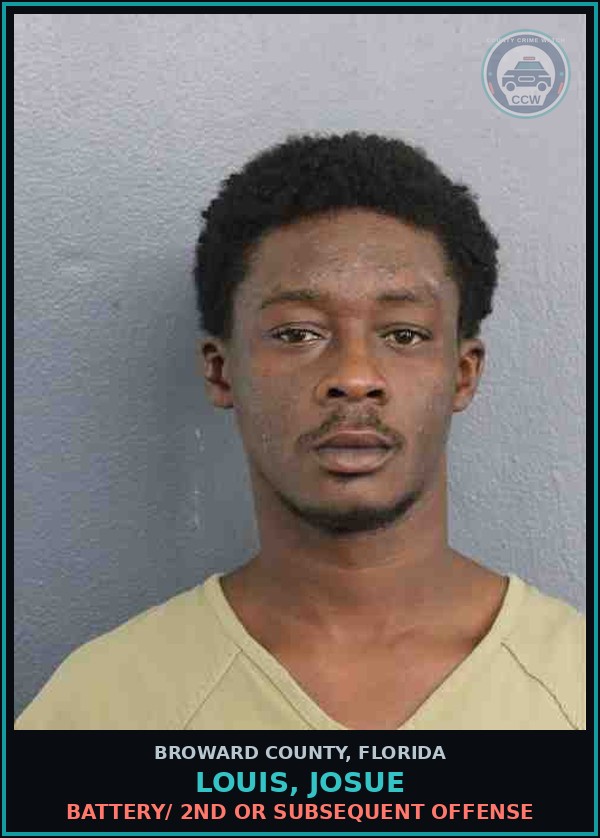Booking mugshot of LOUIS, JOSUE in Broward County