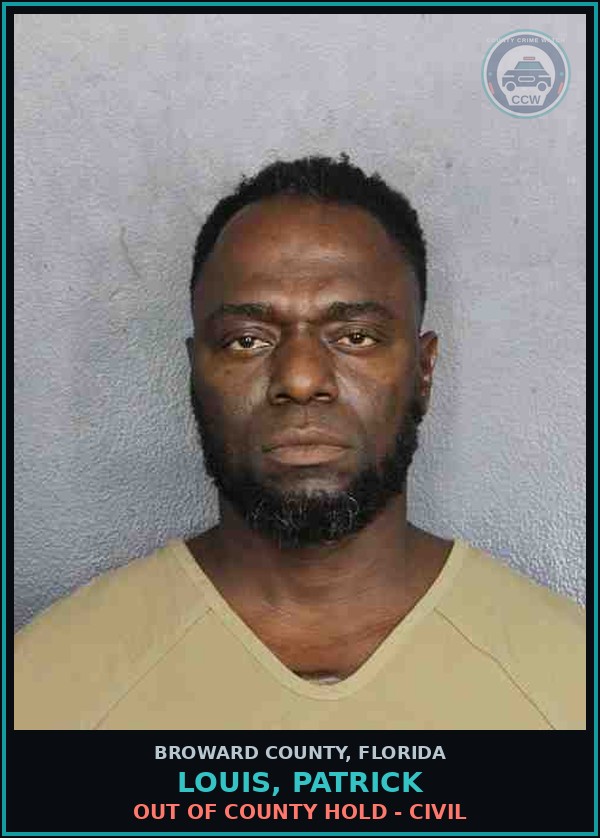 Booking mugshot of LOUIS, PATRICK in Broward County