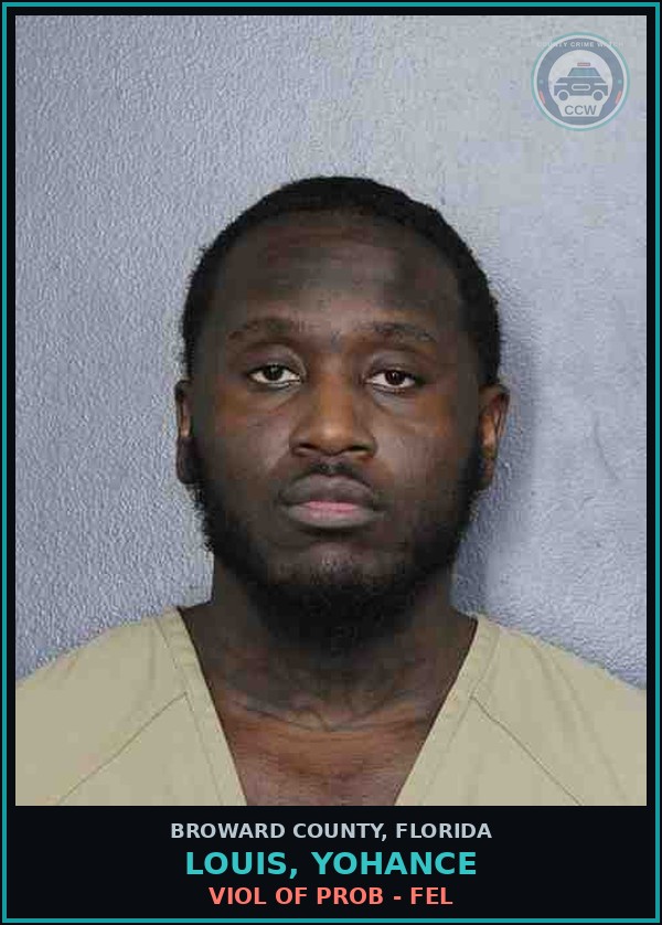 Booking mugshot of LOUIS, YOHANCE in Broward County