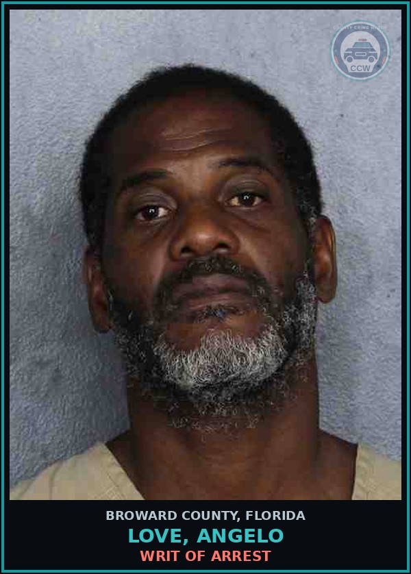 Booking mugshot of LOVE, ANGELO in Broward County