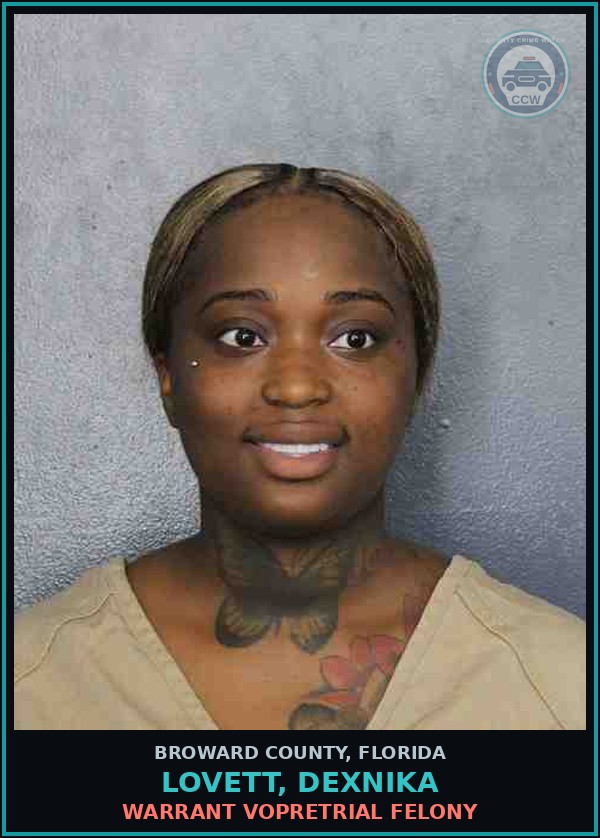 Booking mugshot of LOVETT, DEXNIKA in Broward County