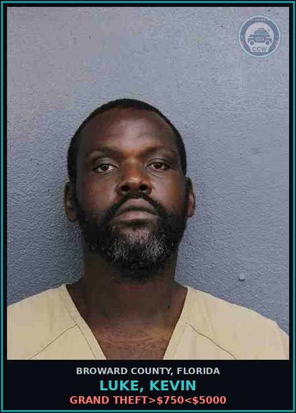 Booking mugshot of LUKE, KEVIN in Broward County