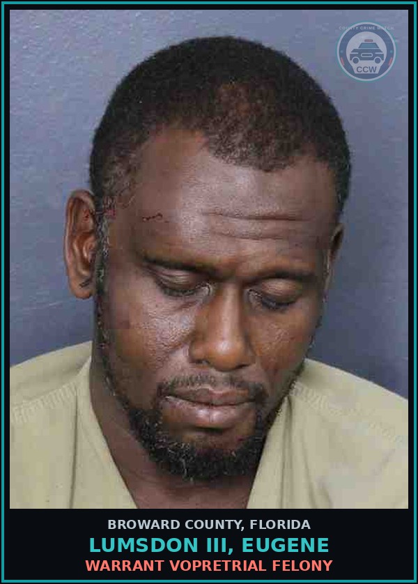 Booking mugshot of LUMSDON III, EUGENE in Broward County