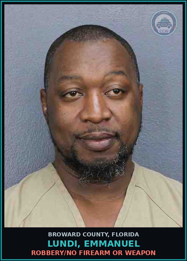 Booking mugshot of LUNDI, EMMANUEL in Broward County