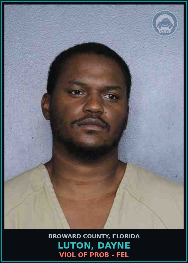 Booking mugshot of LUTON, DAYNE in Broward County