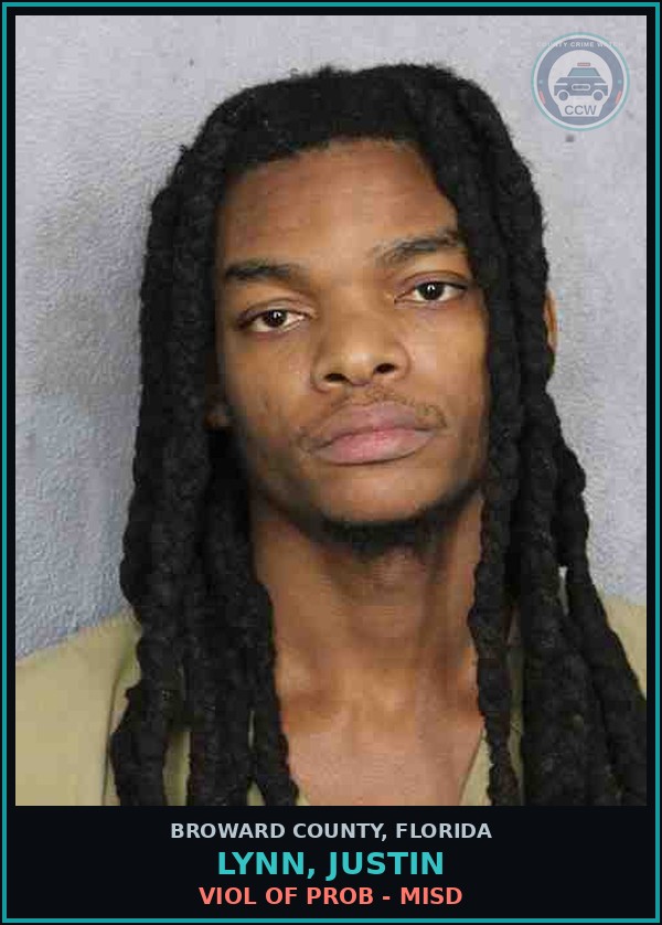 Booking mugshot of LYNN, JUSTIN in Broward County