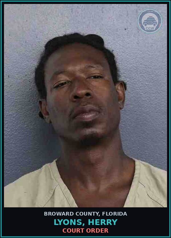 Booking mugshot of LYONS, HERRY in Broward County