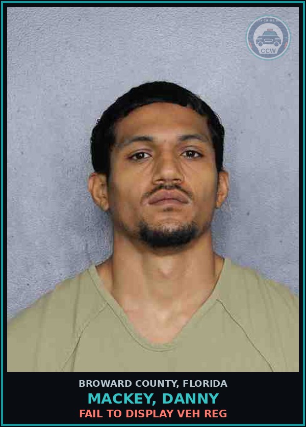 Booking mugshot of MACKEY, DANNY in Broward County