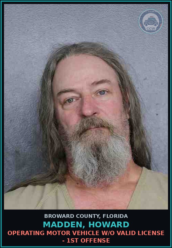 Booking mugshot of MADDEN, HOWARD in Broward County