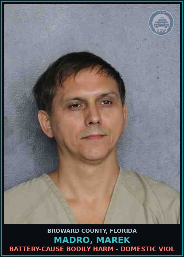 Booking mugshot of MADRO, MAREK in Broward County